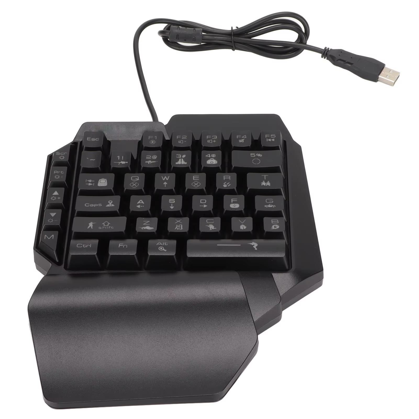 One-Handed Gaming Keyboard – 39 Glowing Keys